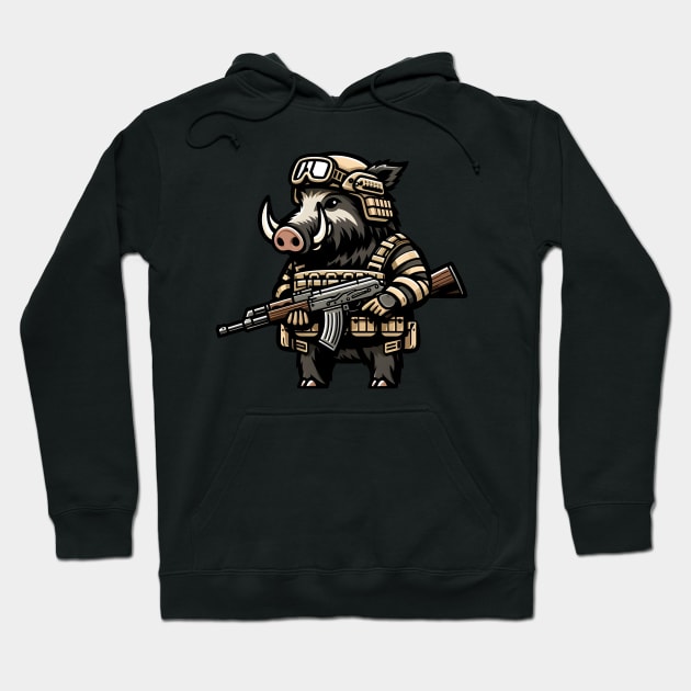 Tactical Wild Boar Adventure Tee: Unleash the Beast Within Hoodie by Rawlifegraphic